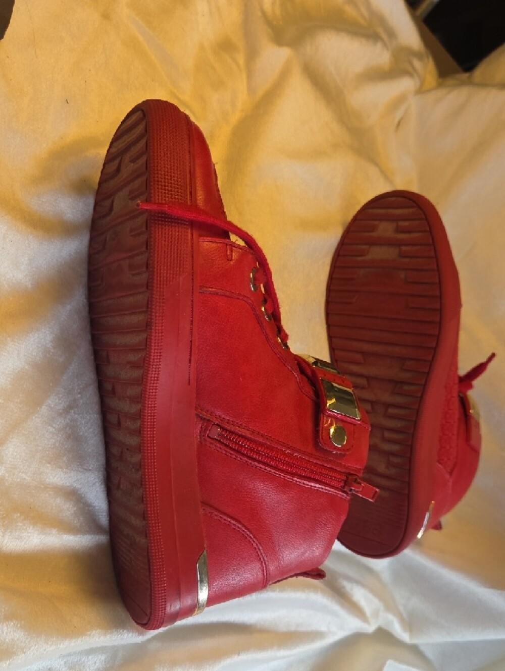 Aldo Red High-Top Women's Sneakers with Metallic Accents - Picture 5 of 6